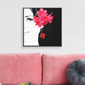 女予測できなかわいらし児顔ファッションイラストレーション キャンバスプリント (インサイチュ (リビング))