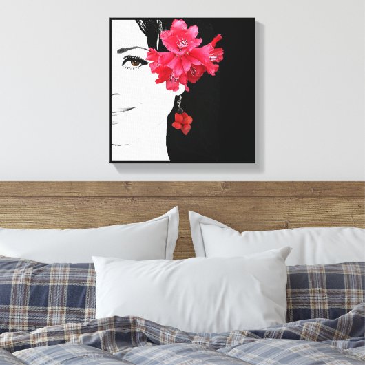 女予測できなかわいらし児顔ファッションイラストレーション キャンバスプリント (インサイチュ (寝室))