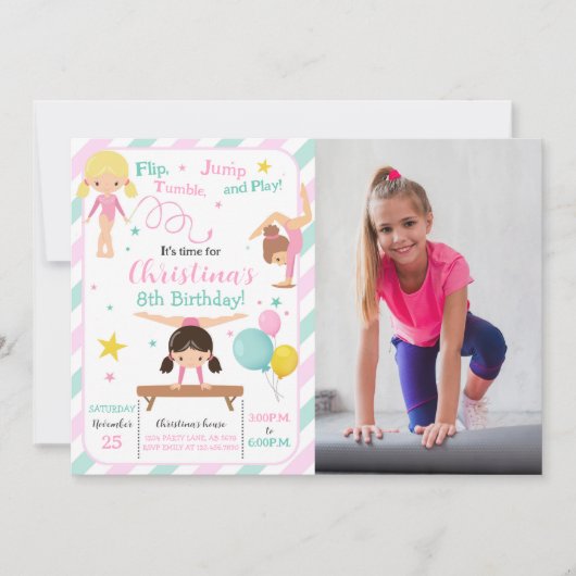 女体操の写真 招待状 (正面)