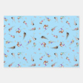 女体操カップケーキパターンピンクパープルブルー ラッピングペーパーシート (正面3)