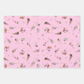 女体操カップケーキパターンピンクパープルブルー ラッピングペーパーシート (正面)