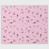 女体操カップケーキパターンピンク ラッピングペーパー (フラット)