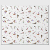 女体操カップケーキパターンホワイト ラッピングペーパー (フラット)