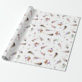女体操カップケーキパターンホワイト ラッピングペーパー (アンロールド)