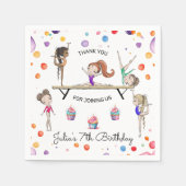 女体操カップケーキ&バルーンバースデーパーティー スタンダードカクテルナプキン (正面)