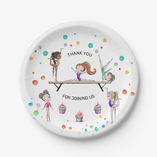 女体操カップケーキ&バルーンバースデーパーティー ペーパープレート (正面)