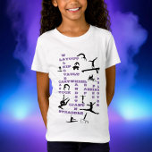 女体操スキルパープルクロスワードTシャツ Tシャツ