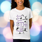 女体操スキルパープルクロスワードTシャツ Tシャツ