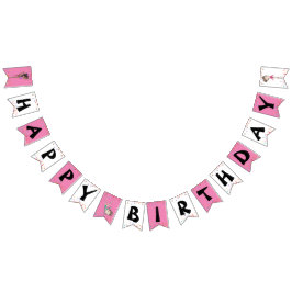 女体操ハッピーバースデーピンクレインボー バンティングフラッグ