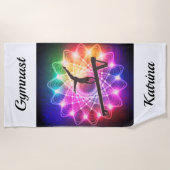 女体操バランスビームパーソナライズされた ビーチタオル (正面)