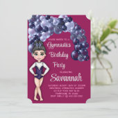 女体操バースデーパーティーブルーとマゼンタ 招待状 (スタンド正面)