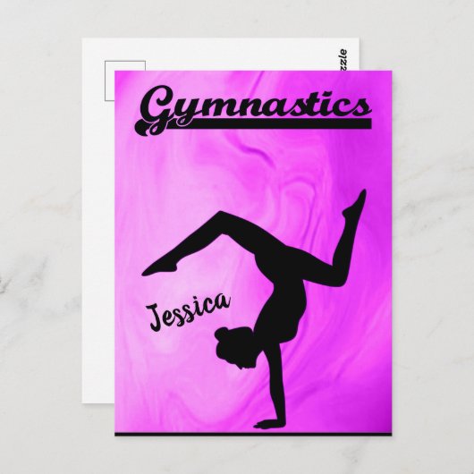 女体操パープルスワールパーソナライズされた ポストカード (正面/裏面)