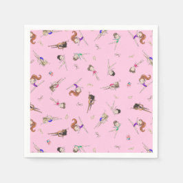 女体操ピンクの誕生日パーティー スタンダードカクテルナプキン