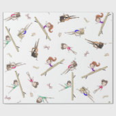 女体操ピンク紫レインボーパターン ラッピングペーパー (フラット)