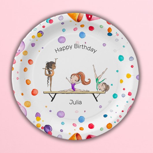 女体操レインボーバルーン誕生日パーティー ペーパープレート