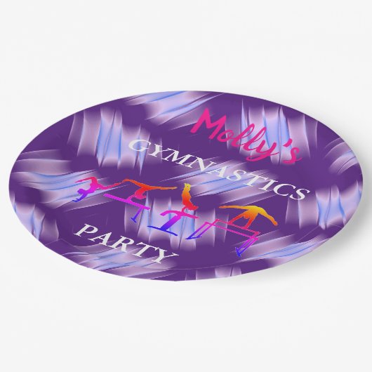 女体操誕生日パーティーセットカスタム ペーパープレート (アングル)