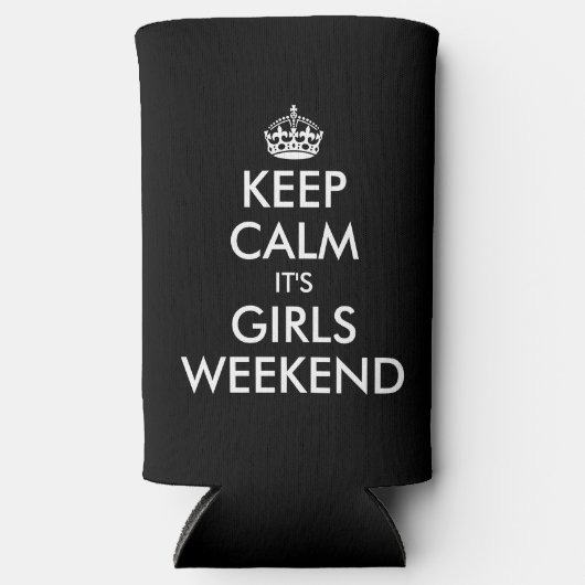 女保の子の週末を落ち着けおもしろい スリム缶クーラー (正面)