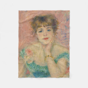 女優ジャンヌ・サマリーの肖像画 オーギュスト・ルノワール フリースブランケット