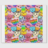 女児かわいい継ぎ目のないパターン ラッピングペーパー (フラット)