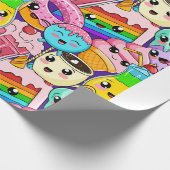 女児かわいい継ぎ目のないパターン ラッピングペーパー (角)