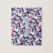 女児名ピンクブルーのバレーボールパターン ジグソーパズル (縦)