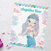 女児用コーラルリーフブランケット付きセルフィー人魚 フリースブランケット