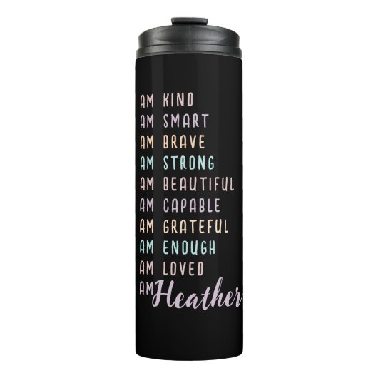 女前向き性ブラックのパーソナライズされた肯定 タンブラー (正面)