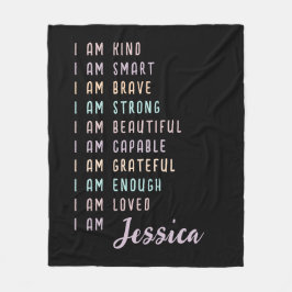 女前向き性ブラックのパーソナライズされた肯定 フリースブランケット