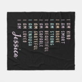 女前向き性ブラックのパーソナライズされた肯定 フリースブランケット (正面(横))