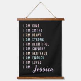 女前向き性ブラックのパーソナライズされた肯定 吊り下げ型タペストリー