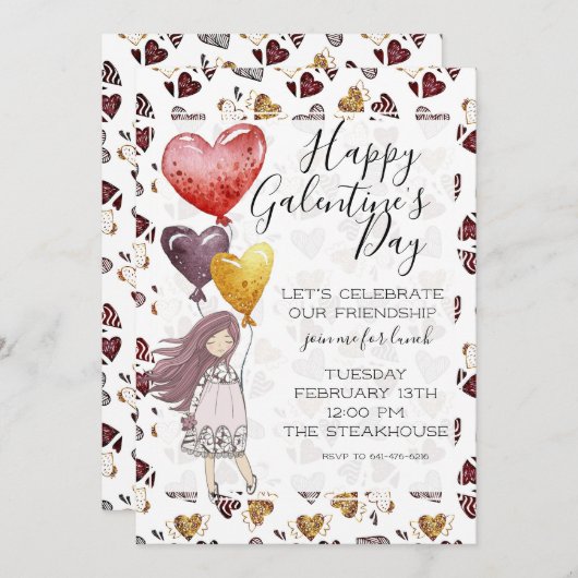 女友達の日ランチ招待状 招待状 (正面/裏面)