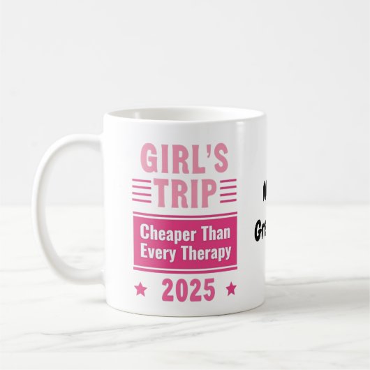 女友達旅行はカウンセリングより安上がり！楽しい旅の思い出 コーヒーマグカップ (左)