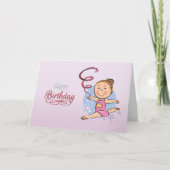 女図解入りの、写真付きのの子リズミカル体操選手誕生日カード カード (正面)