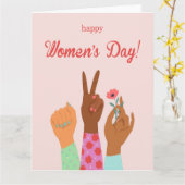 女国際的の日お祝い カード (黄色い花)