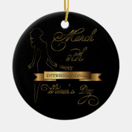 女国際的の日のエレガント金ゴールドカスタマイズ セラミックオーナメント