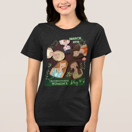 女国際的の日のポートレートブフェミニンラック トライブレンドTシャツ (正面)