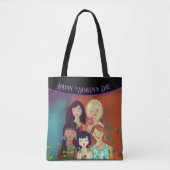 女国際的の日カラフル トートバッグ (正面)