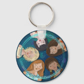 女国際的の日ポートレート青 キーホルダー (正面)