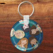 女国際的の日ポートレート青 キーホルダー (正面)