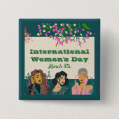 女国際的の日3月8日フローラ 缶バッジ (正面)