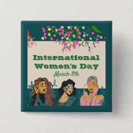 女国際的の日3月8日フローラ 缶バッジ