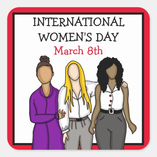 女国際的の日3月8日 スクエアシール (正面)