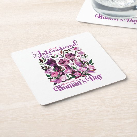 女国際的の日3月8日 スクエアペーパーコースター (アングル)