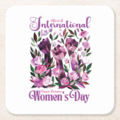 女国際的の日3月8日 スクエアペーパーコースター (正面)