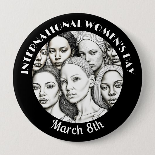 女国際的の日3月8日 缶バッジ (正面)