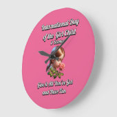 女国際的の日。おもしろい ラージ壁時計 (傾斜)