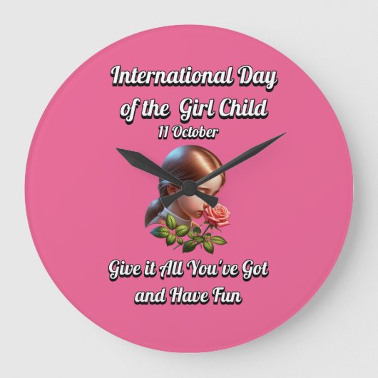 女国際的の日。おもしろい ラージ壁時計 (正面)