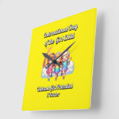 女国際的の日。女の子の可能性。 スクエア壁時計 (傾斜)