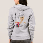 女国際的の日 |女性フルジップフード付きスウェットシャツ パーカ (裏面)