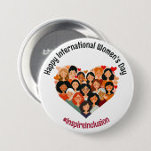 女国際的の日 | IWD 3月8日 |ハート 缶バッジ (正面&裏面)